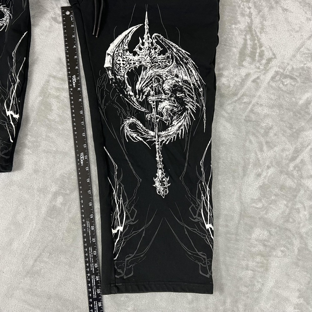Breathe Divinity Sweatpants Mens Large Black Dragon Cross Fleece (Fits M & L) - Picture 6 of 9